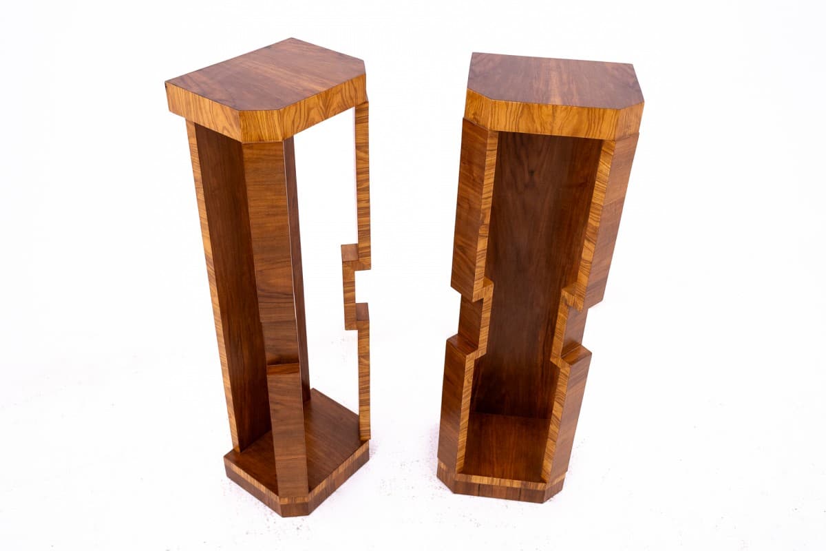 Orzechowe postumenty Art Deco, Polska, lata 50. - 191469