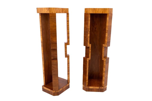 Orzechowe postumenty Art Deco, Polska, lata 50. - WYMIARY