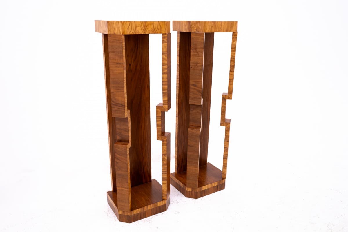 Orzechowe postumenty Art Deco, Polska, lata 50. - 191471