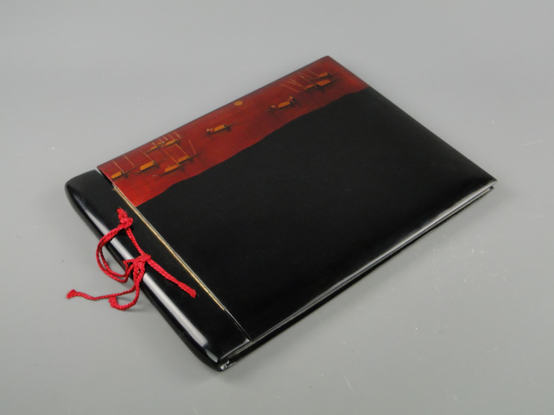 Album na zdjęcia orientalny, lakier czarny, drewno, Wietnam, lata 50. - 60090