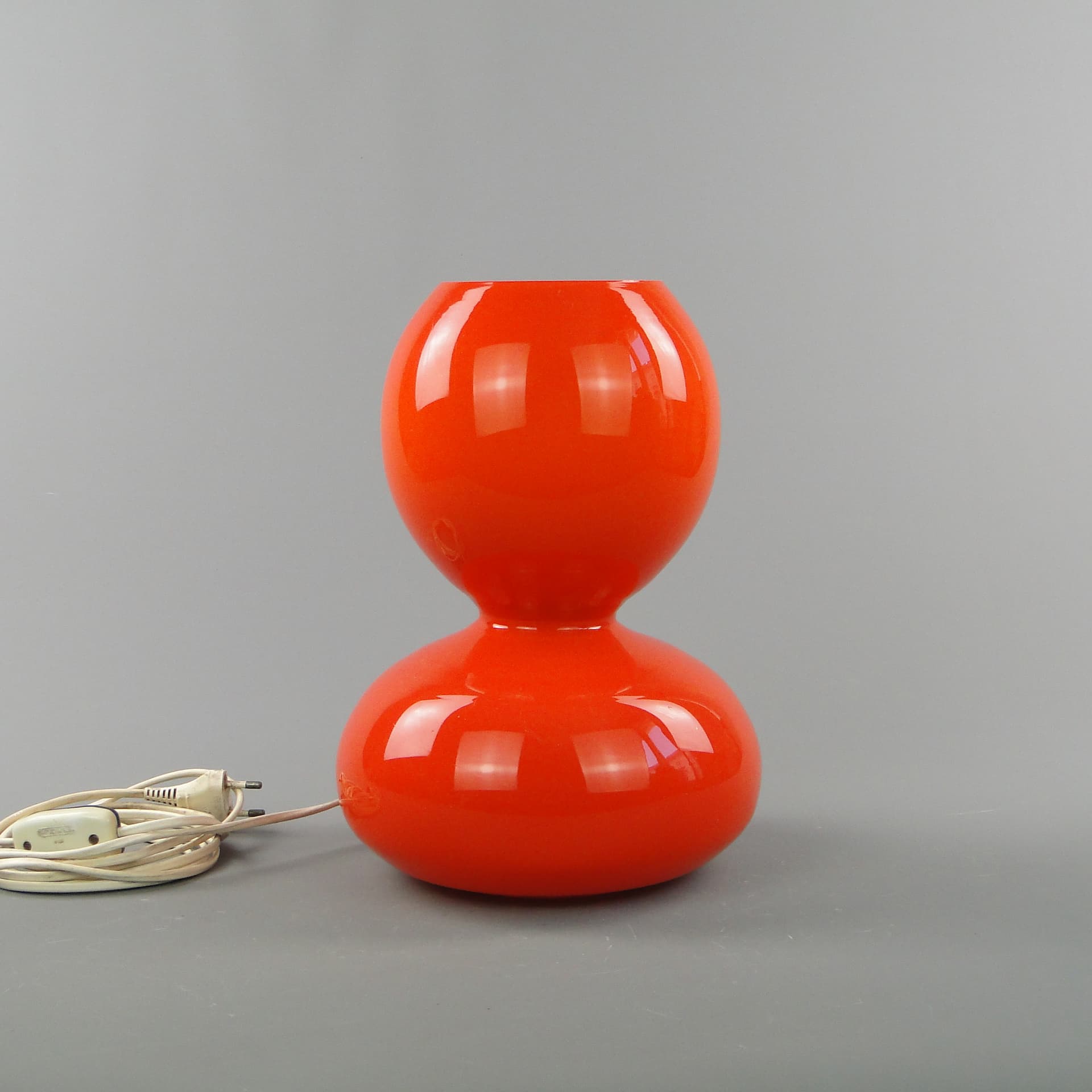 Table lamp Space Age, orange glass, Zakłady Sprzętu Oświetleniowego Zaos, Poland, 1970s. - 60166