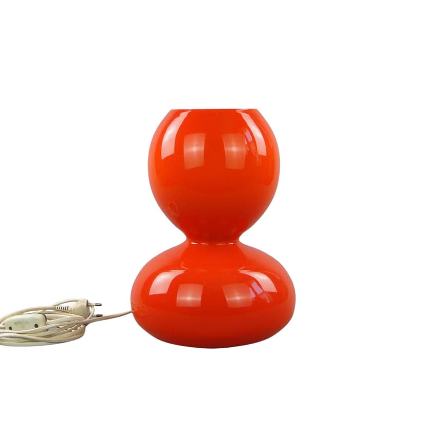 Table lamp Space Age, orange glass, Zakłady Sprzętu Oświetleniowego Zaos, Poland, 1970s.