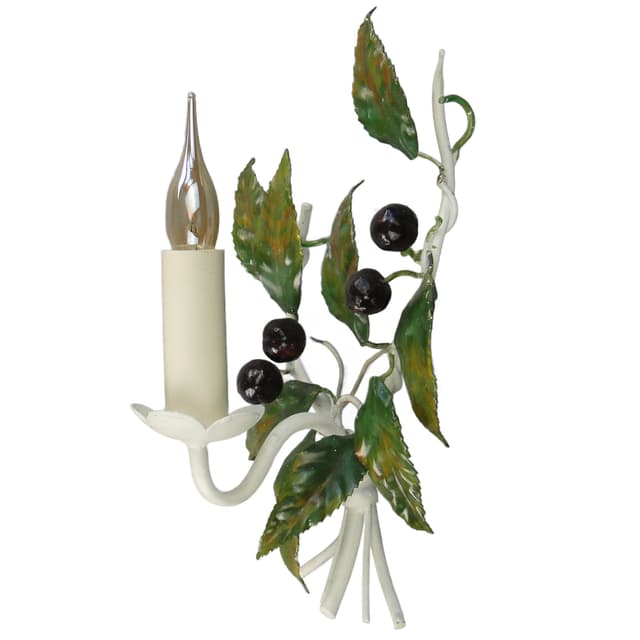 Kinkiet secesyjny, ivory white, metal, Włochy, lata 70. - WYMIARY