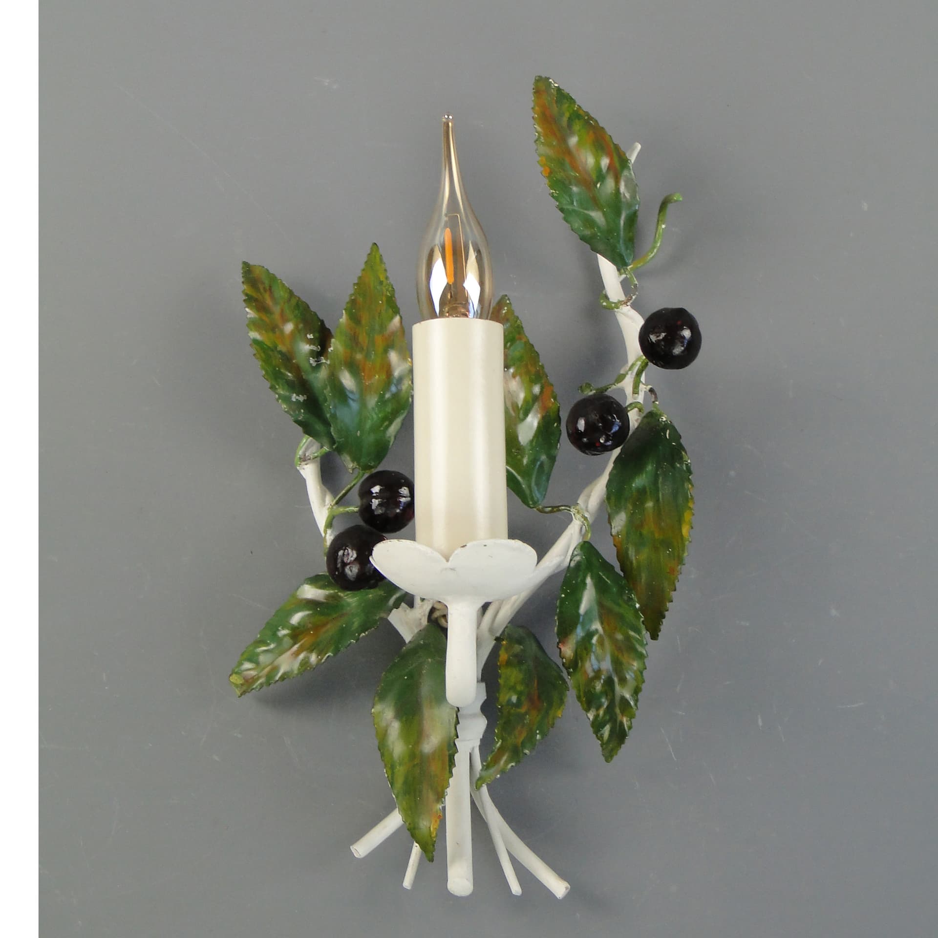 Kinkiet secesyjny, ivory white, metal, Włochy, lata 70. - 60181