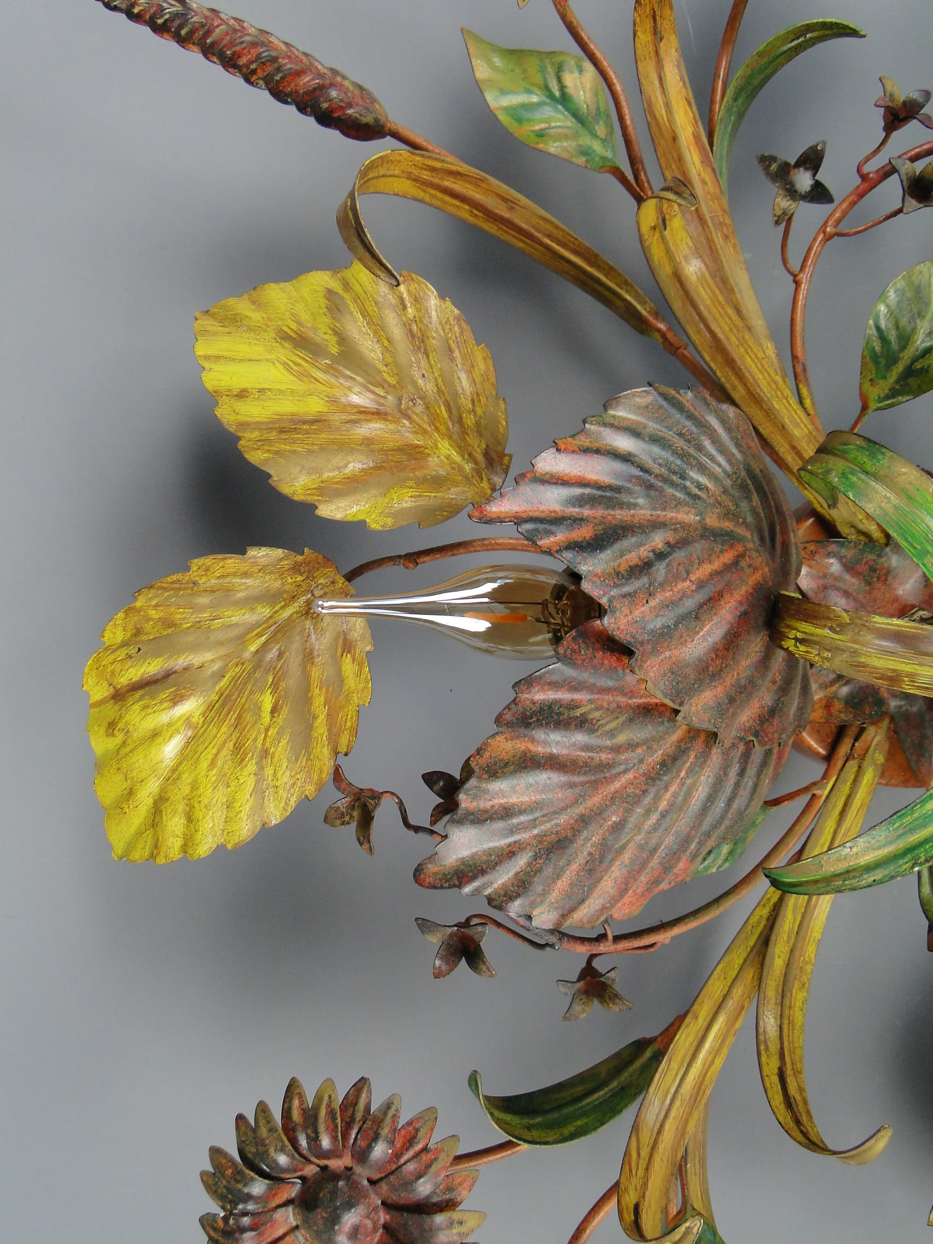Ceiling Light Hollywood Regency, golden, metal, Italy, 1970s. - 60192