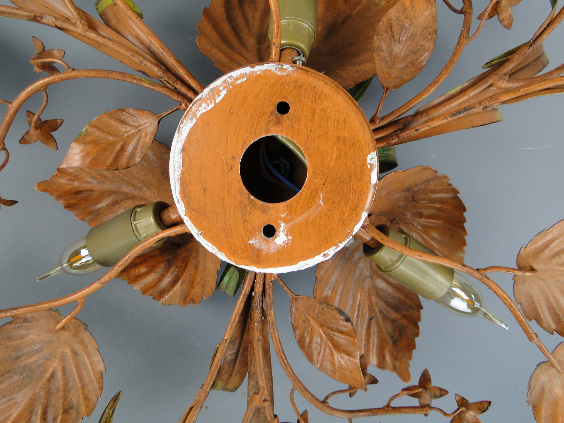 Ceiling Light Hollywood Regency, golden, metal, Italy, 1970s. - 60193