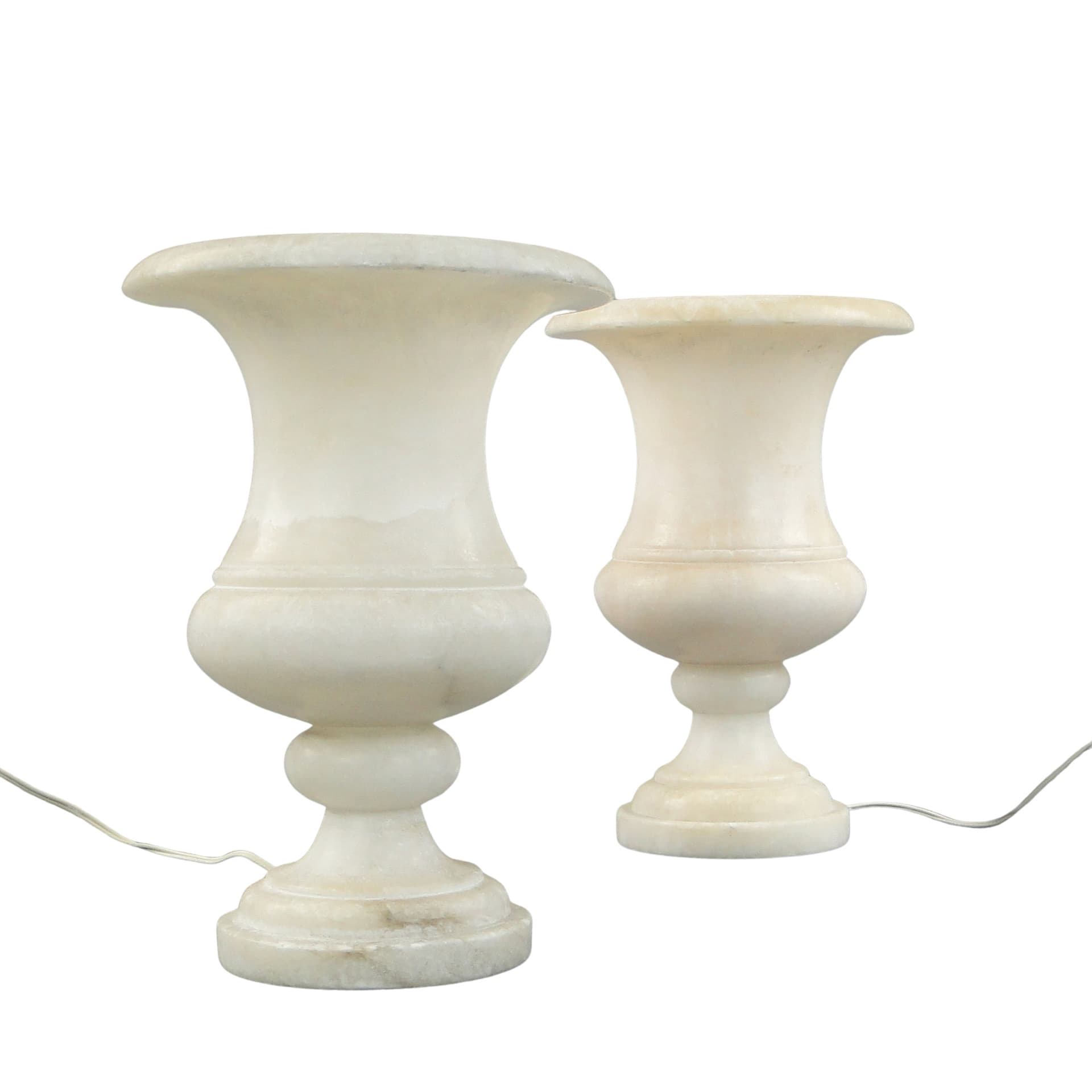 Pair of table lamps, ivory white alabaster, France, 1920s. - 61510