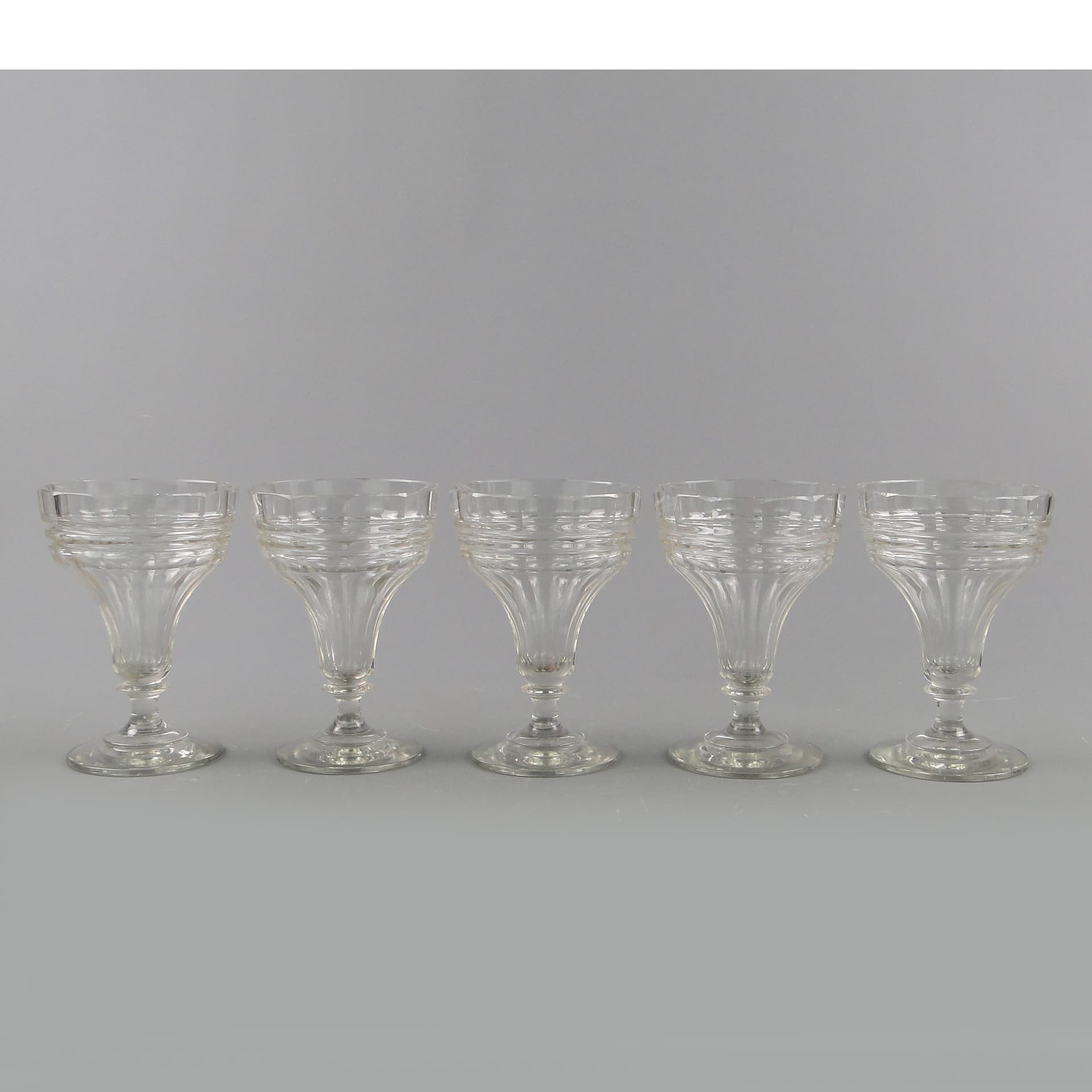 Set of Goblets, Viennese Secession, transparent, crystal, by J. Hoffmann, Austria, 1920s. - 60242