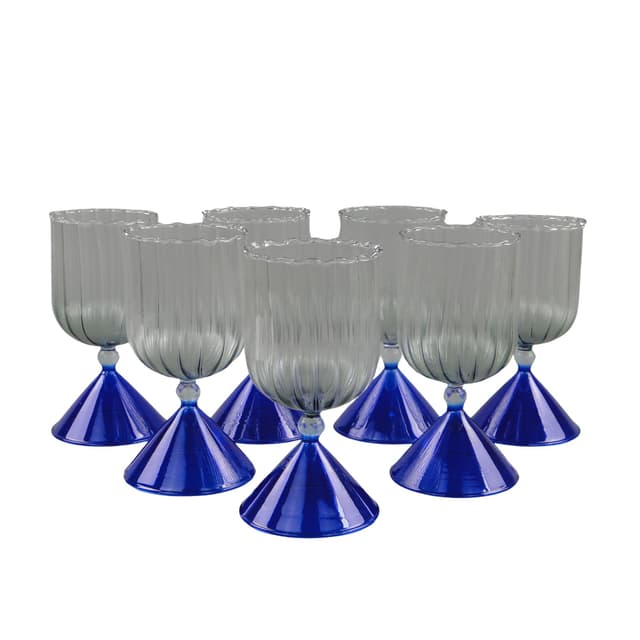 Zestaw kieliszków koktajlowych Memphis, szkło transparentne, Niemcy, lata 80. - WYMIARY