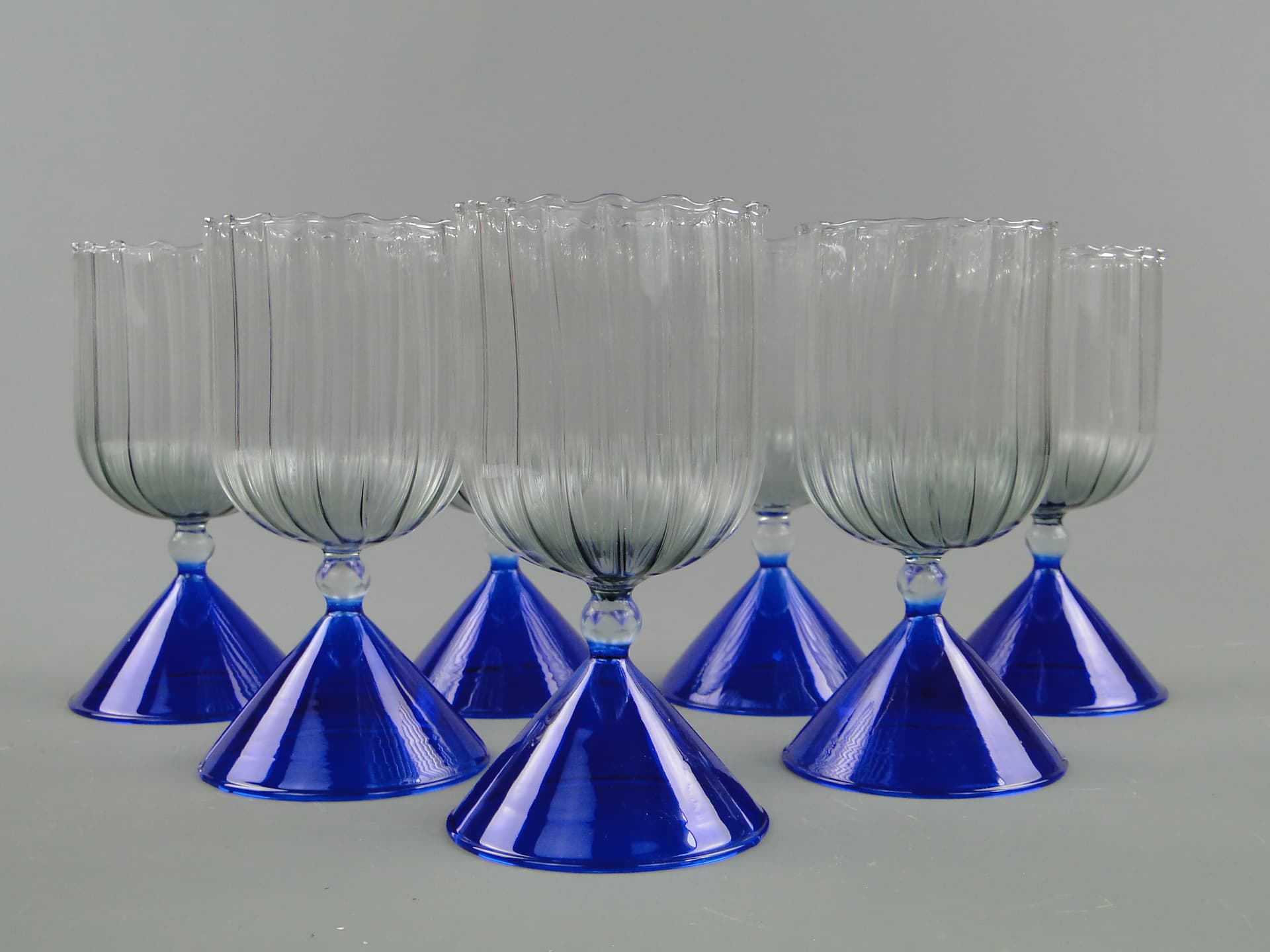 Zestaw kieliszków koktajlowych Memphis, szkło transparentne, Niemcy, lata 80. - 60253