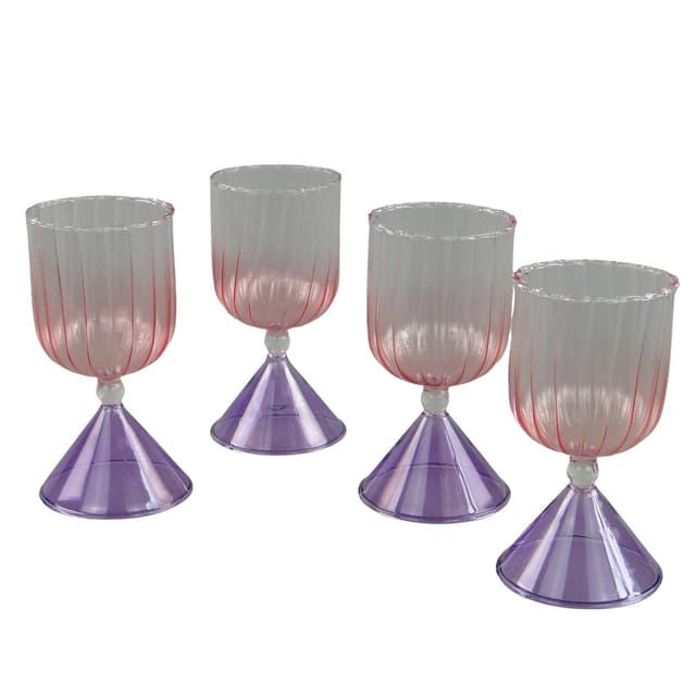 Zestaw kieliszków koktajlowych Memphis, szkło multikolor, Ritzenhoff und Breker, Niemcy, lata 80. - WYMIARY