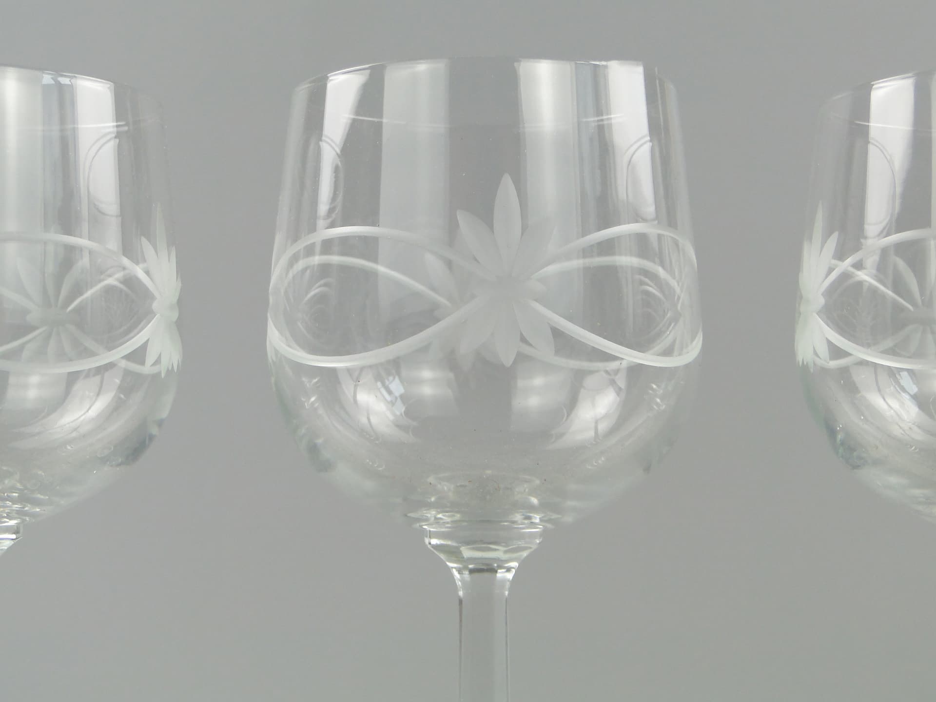 Komplet kieliszków secesyjnych, szkło transparent, Czechosłowacja, lata 30. - 60302