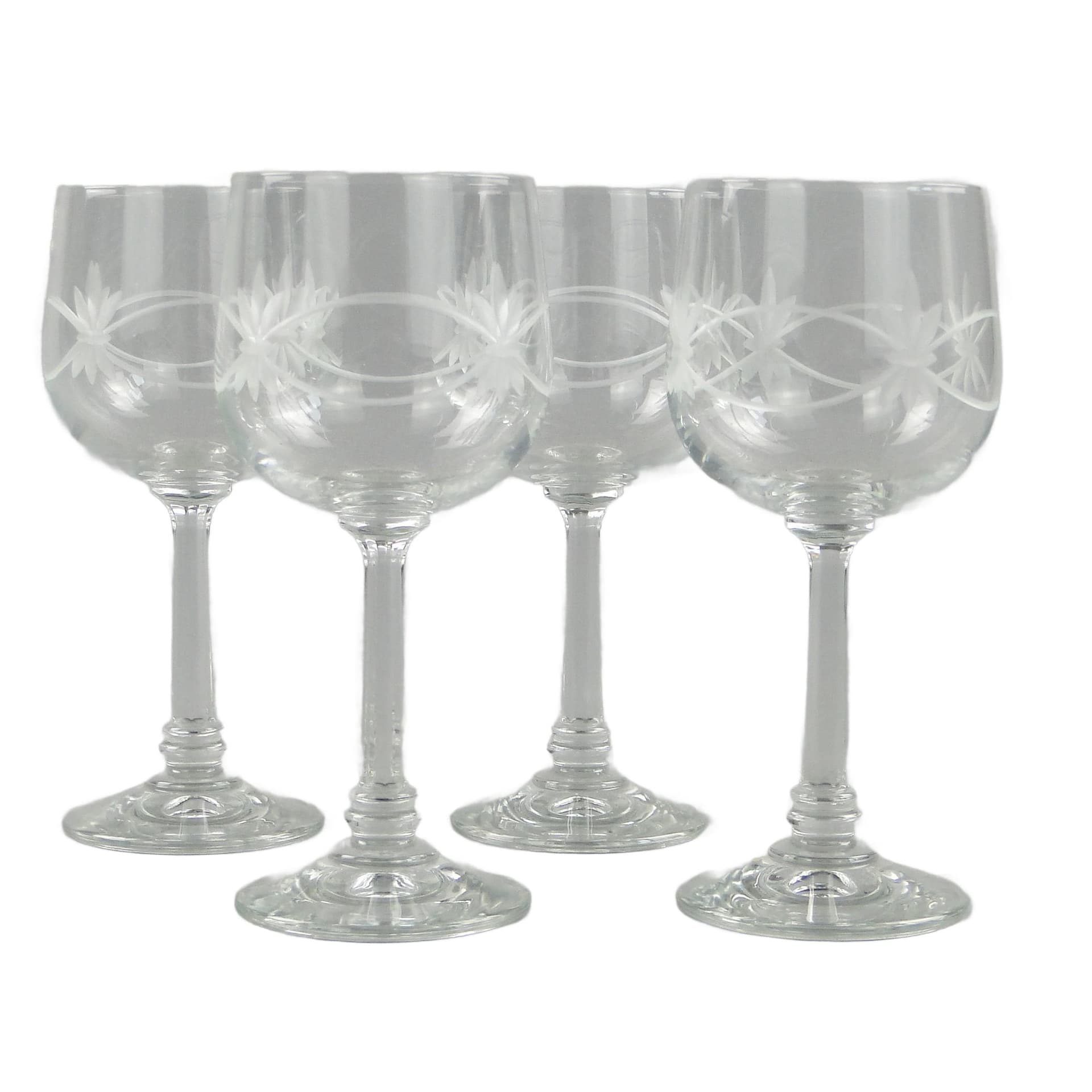Komplet kieliszków secesyjnych, szkło transparent, Czechosłowacja, lata 30.