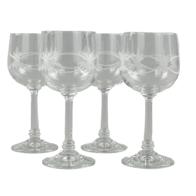 Komplet kieliszków secesyjnych, szkło transparent, Czechosłowacja, lata 30.