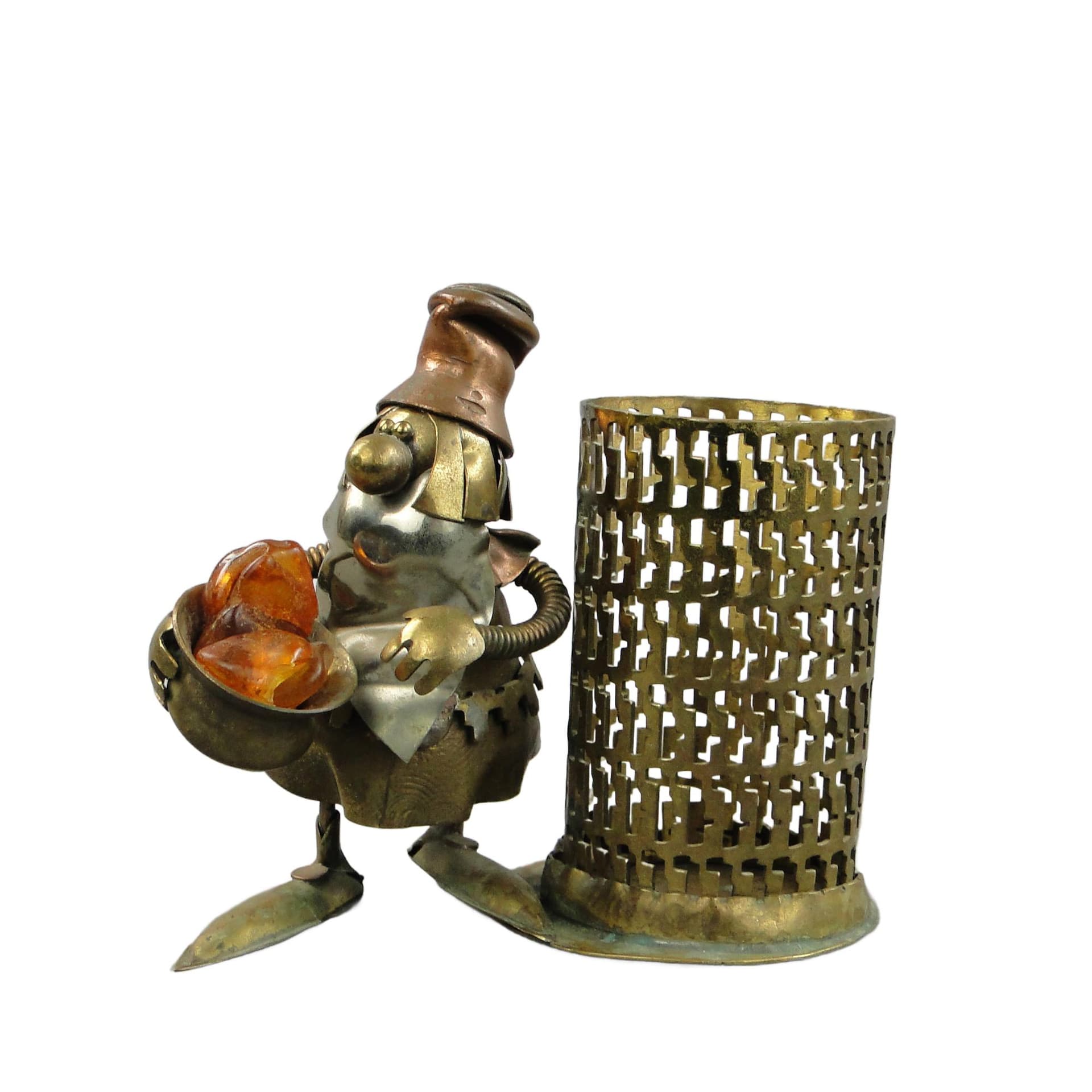 Postument na ołówki, copper, mosiądz, proj. A. J. Nowakowski, Polska, lata 60.