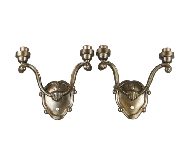 Para kinkietów dwuramiennych, secesja, brąz, Polska, lata 20. - WYMIARY