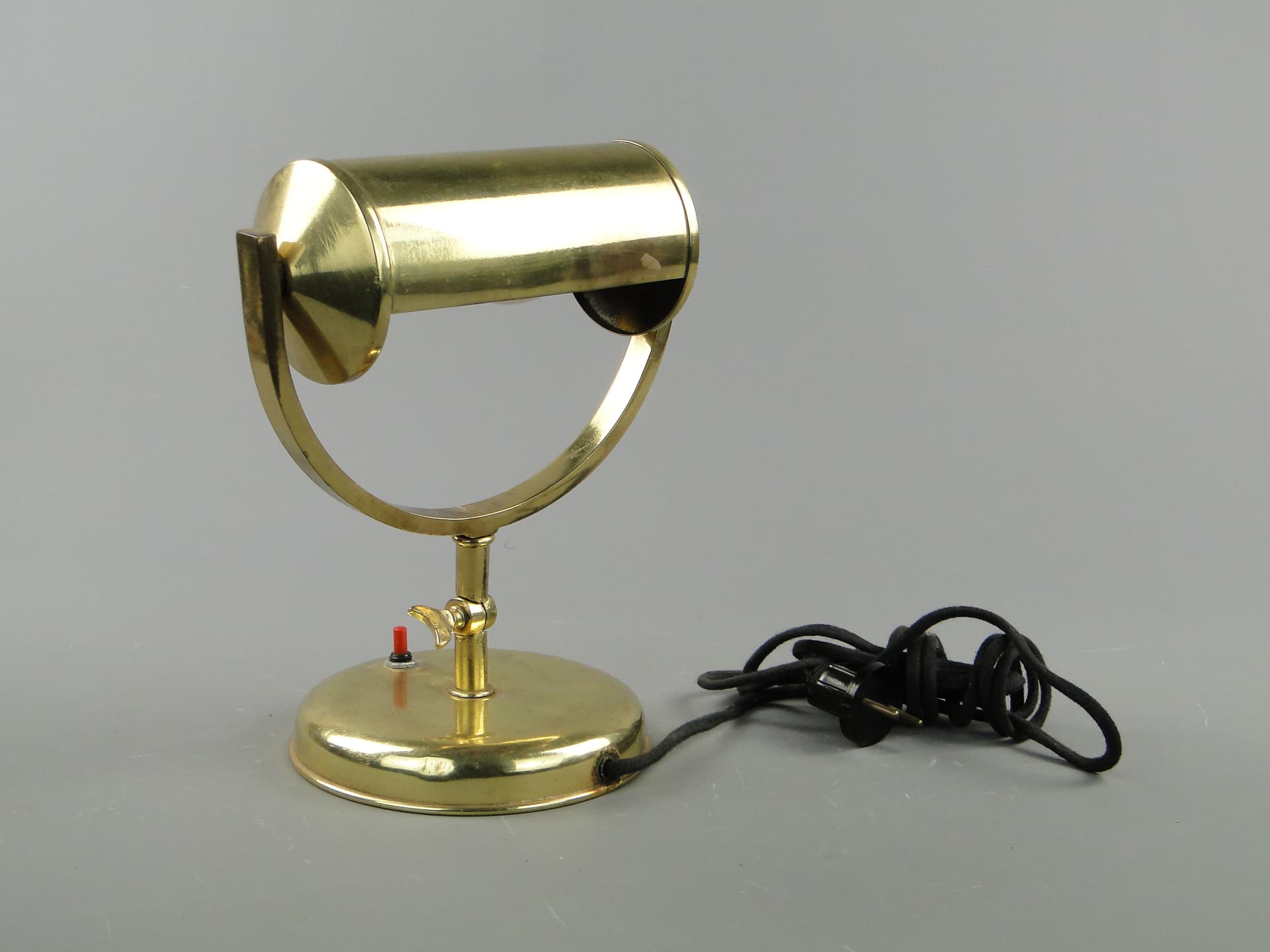 Lampa stołowa Art déco, mosiądz złoty, Polska, lata 30. - 60396