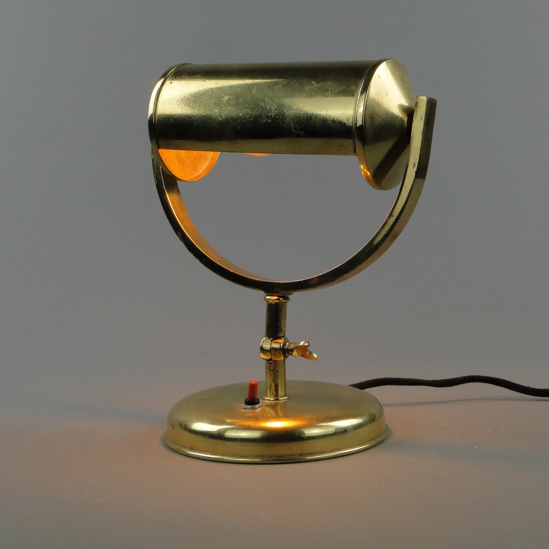 Lampa stołowa Art déco, mosiądz złoty, Polska, lata 30. - 60401