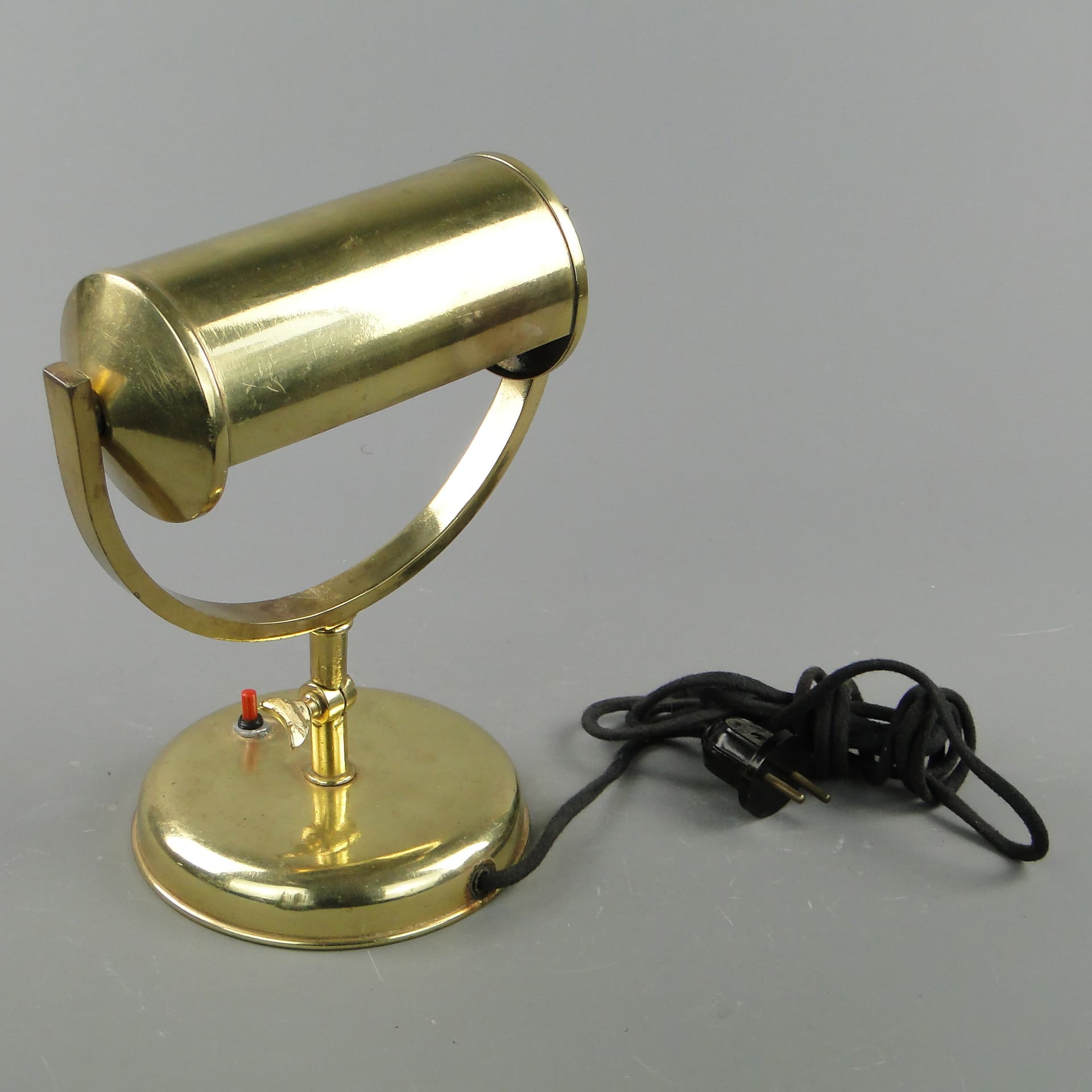 Lampa stołowa Art déco, mosiądz złoty, Polska, lata 30. - 60397