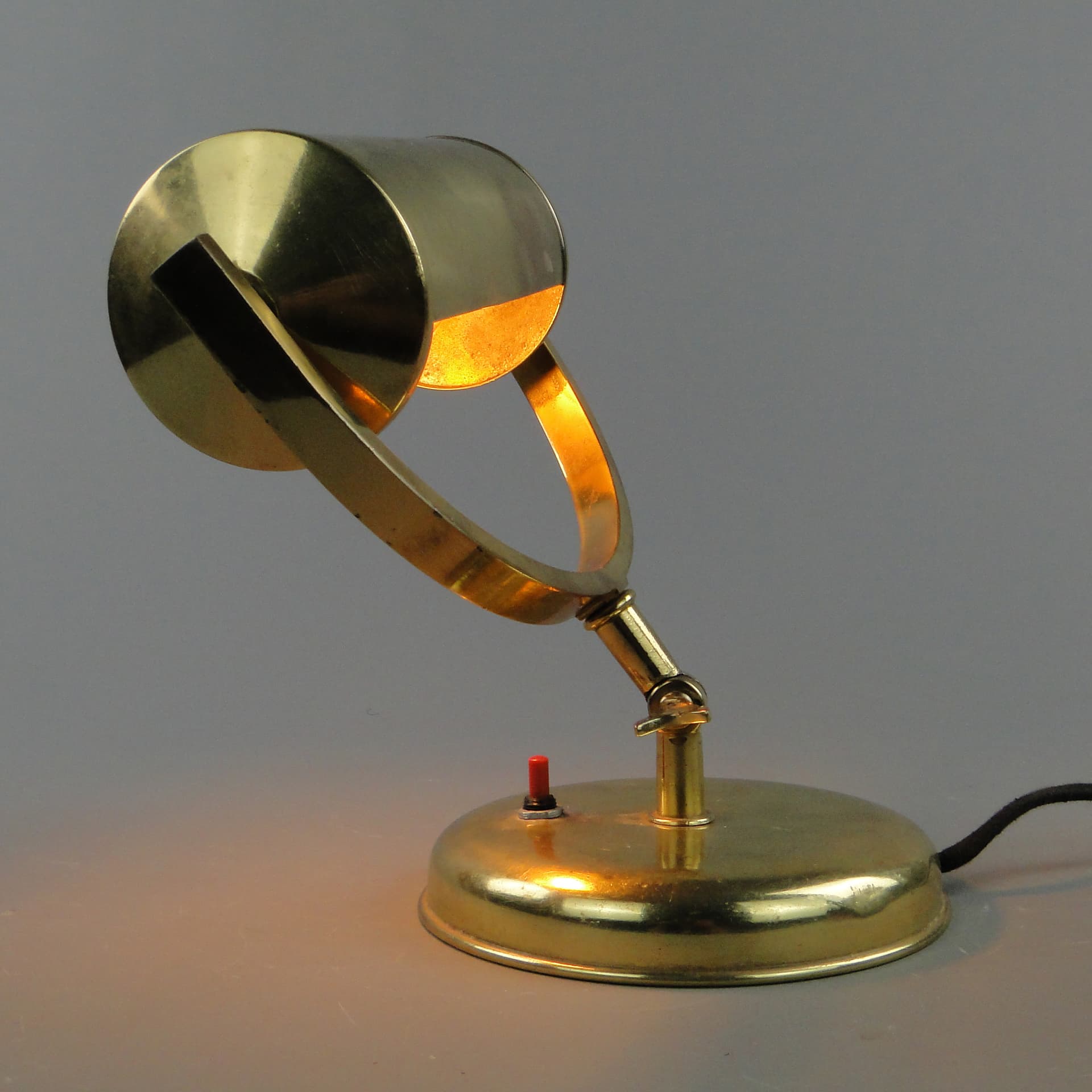 Lampa stołowa Art déco, mosiądz złoty, Polska, lata 30. - 60403