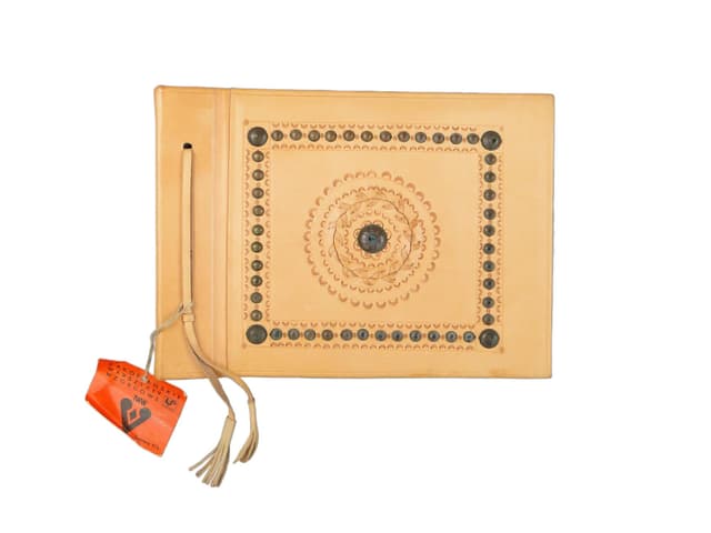 Photo album, beige leather, Poland, 1970s. - DIMENSION