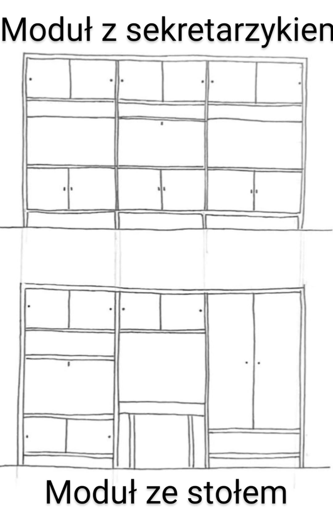 Zestaw mebli segmentowych, brązowy, drewno, proj. B. i Cz. Kowalscy, Polska, lata 60. - 60982