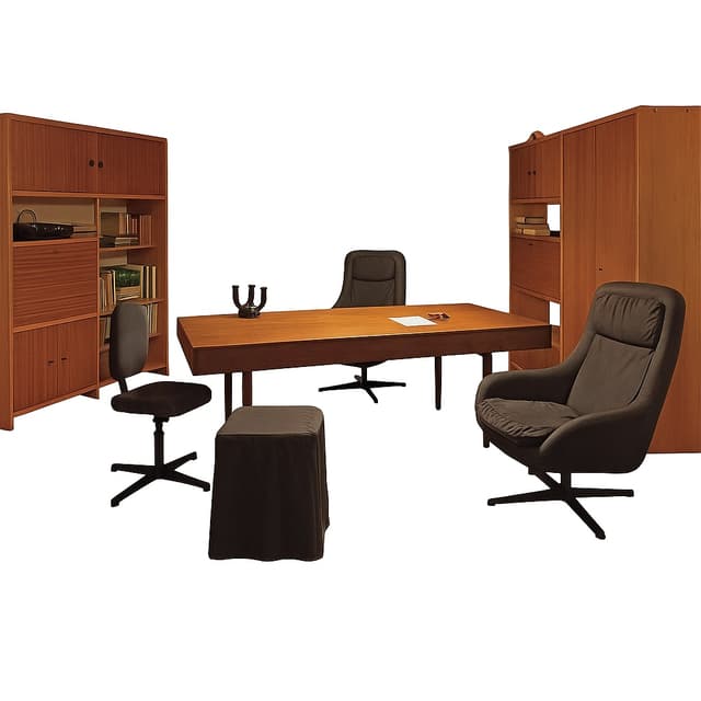 Zestaw mebli segmentowych, brązowy, drewno, proj. B. i Cz. Kowalscy, Polska, lata 60. - WYMIARY