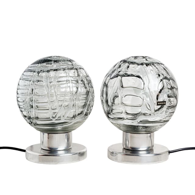 Pair of table lamps Space Age, transparent glass, Doria Leuchten, Germany, 1970s. - DIMENSION