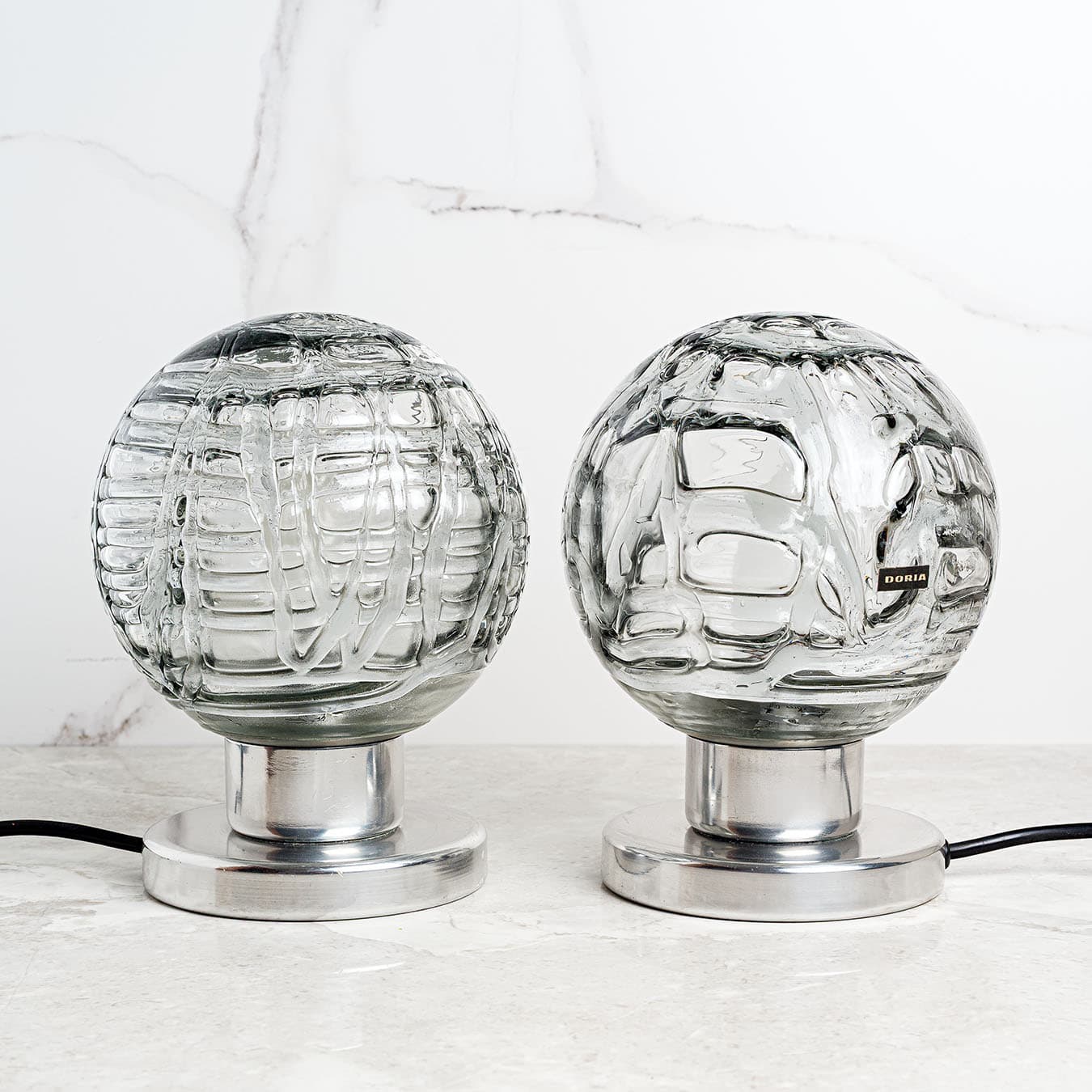 Pair of table lamps Space Age, transparent glass, Doria Leuchten, Germany, 1970s. - 61029