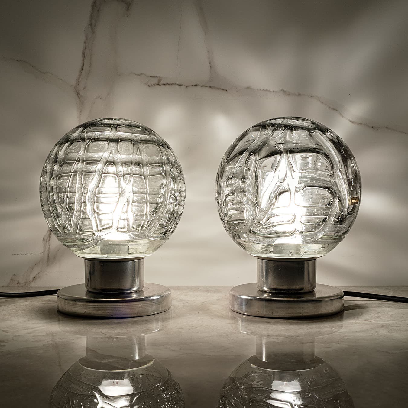 Pair of table lamps Space Age, transparent glass, Doria Leuchten, Germany, 1970s. - 61023