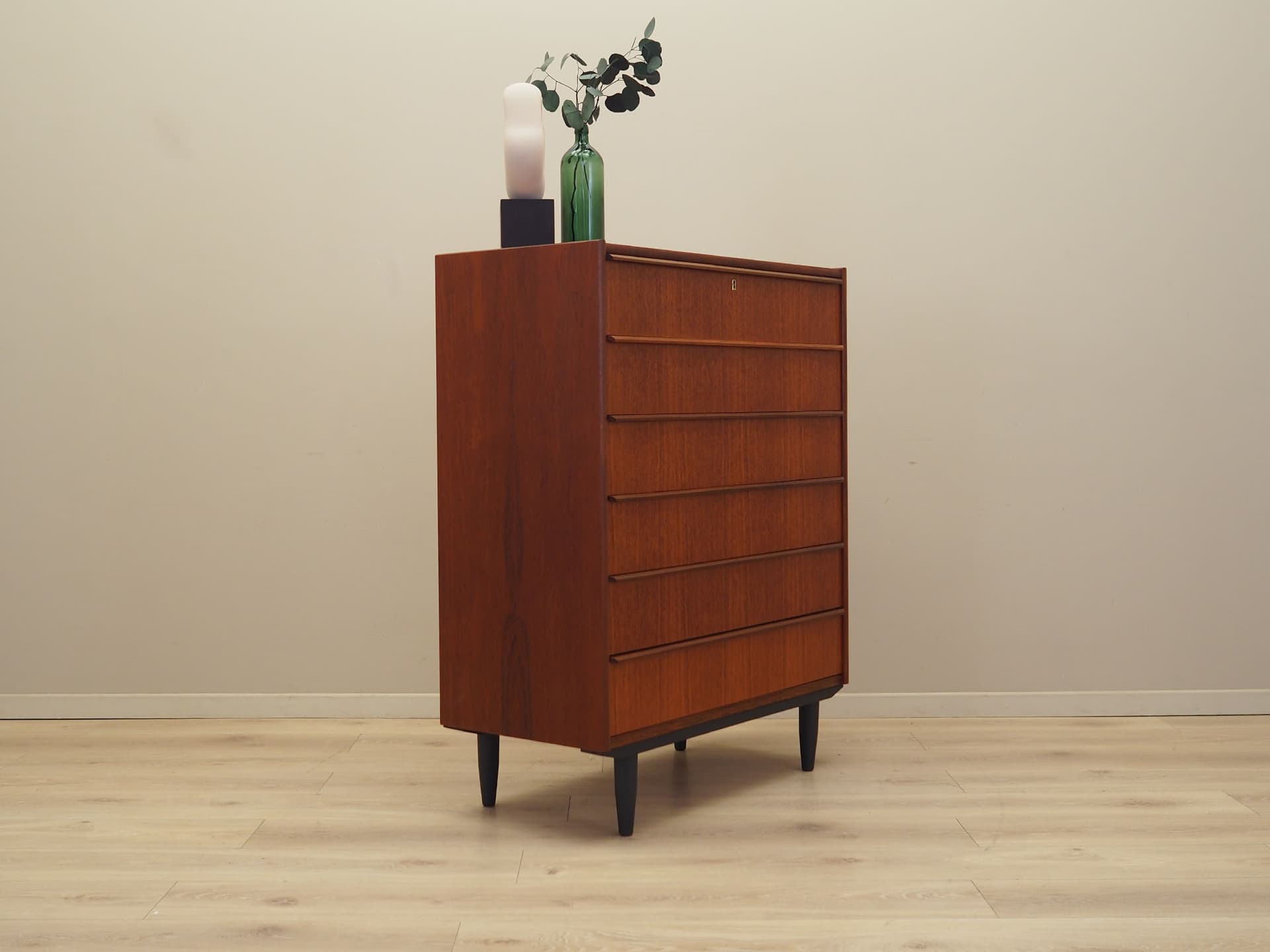 Chest of drawers, dark brown teak, Denmark, 1970s. - 61518