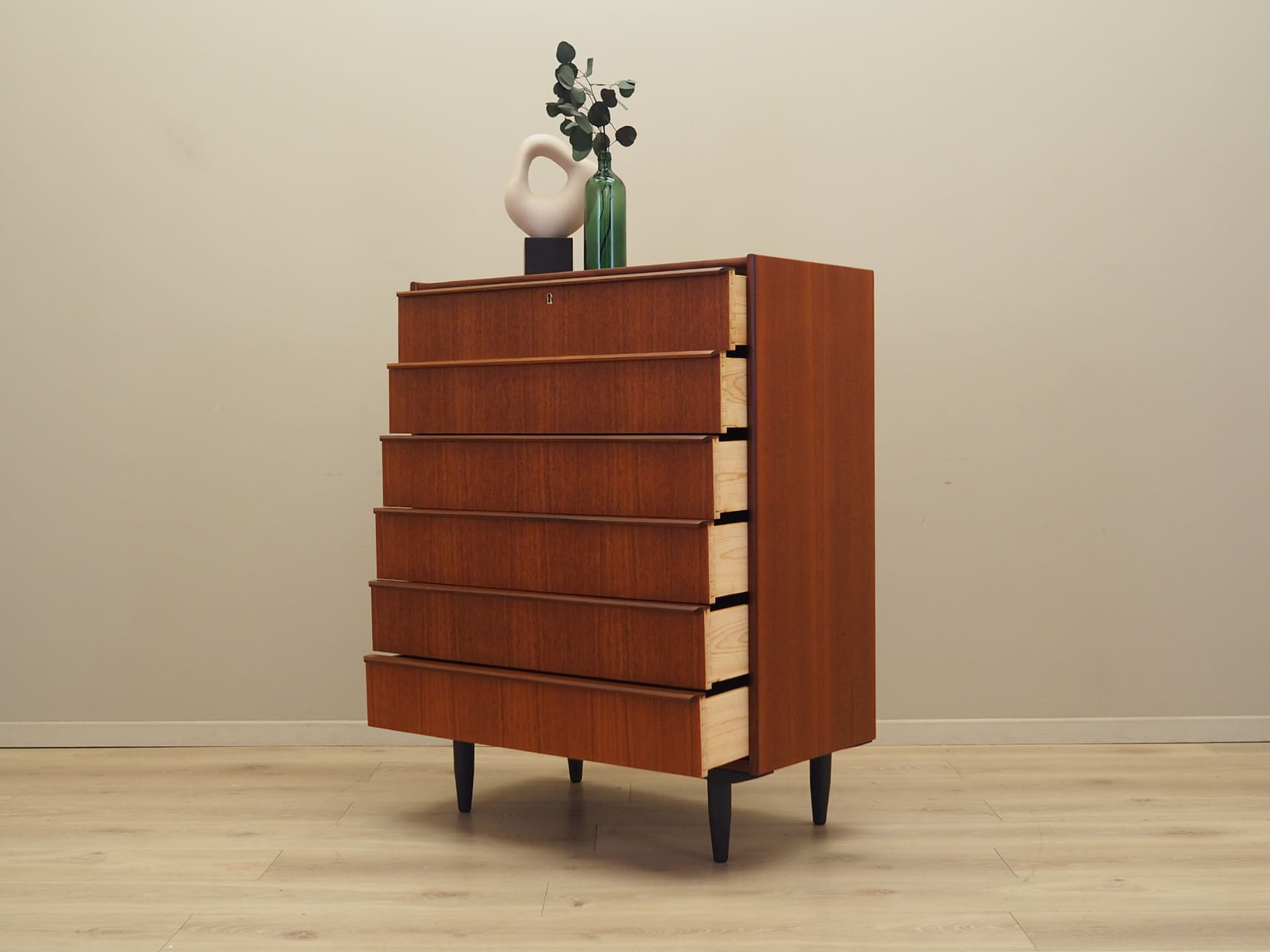 Chest of drawers, dark brown teak, Denmark, 1970s. - 61517