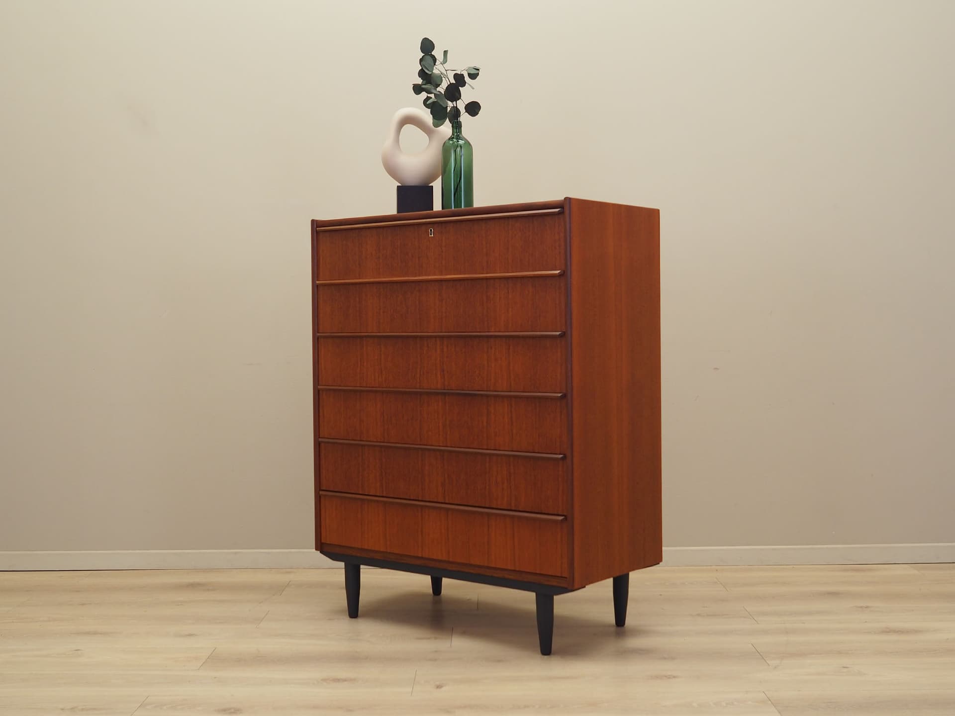 Chest of drawers, dark brown teak, Denmark, 1970s. - 61516