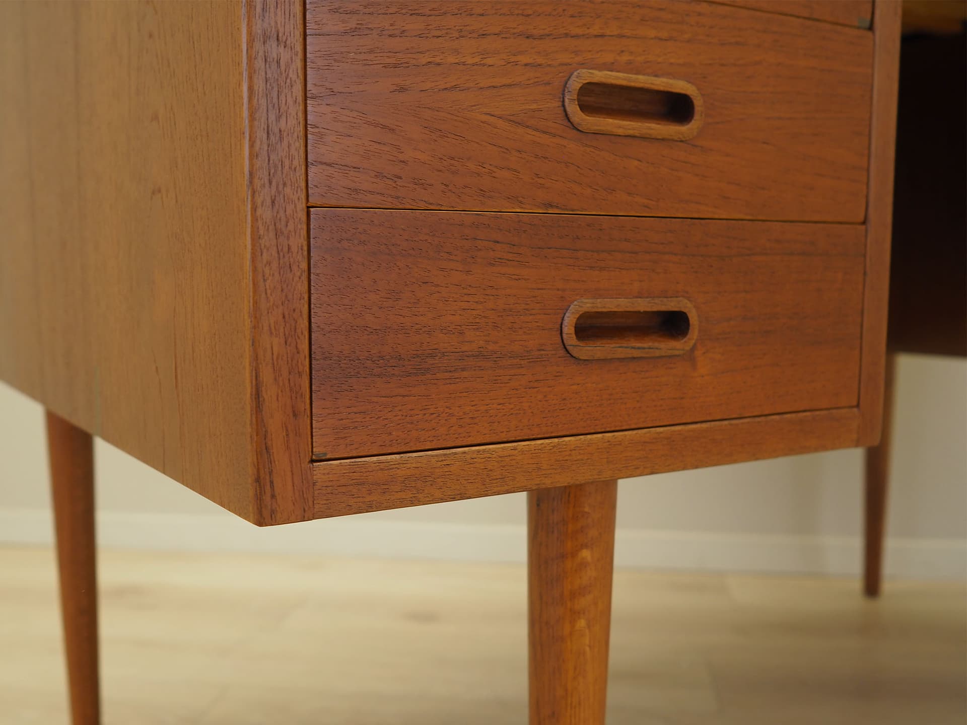 Desk, light brown teak, Denmark, 1960s. - 61533