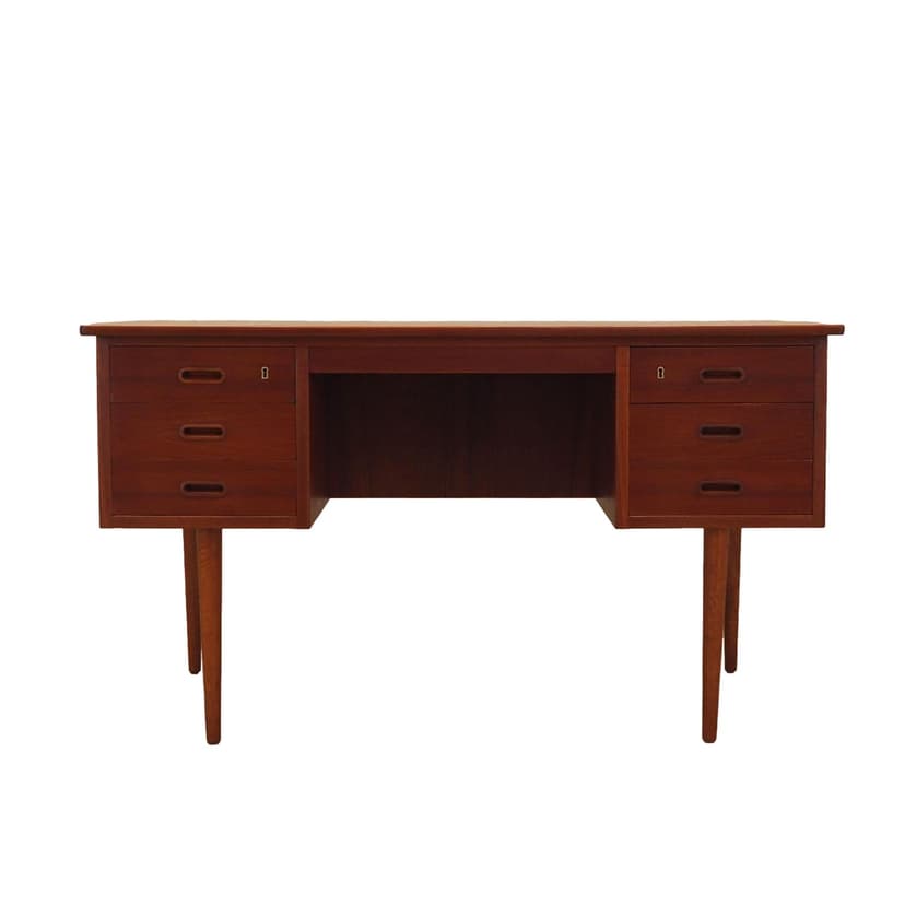 Desk, light brown teak, Denmark, 1960s.
