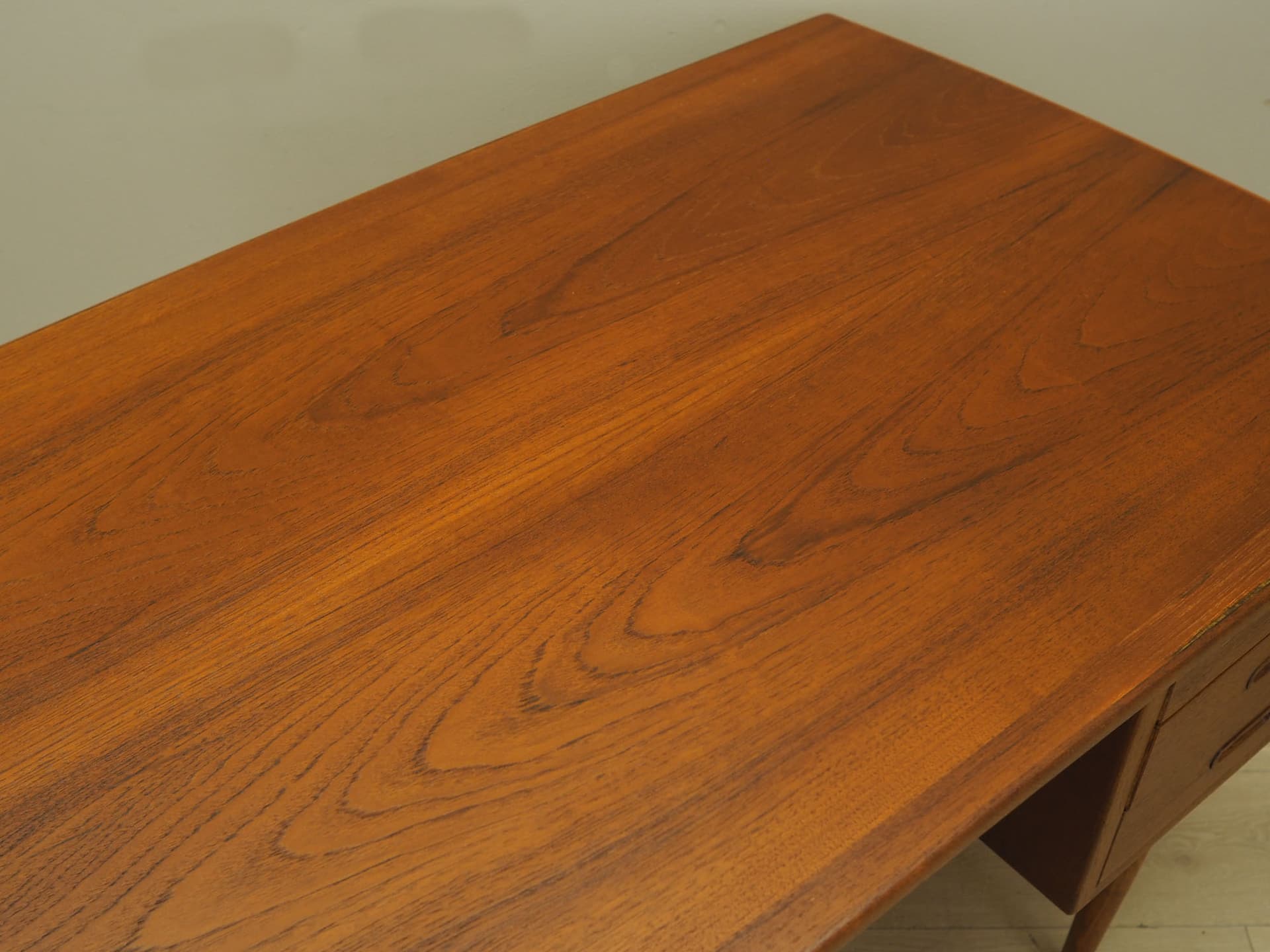 Desk, light brown teak, Denmark, 1960s. - 61530