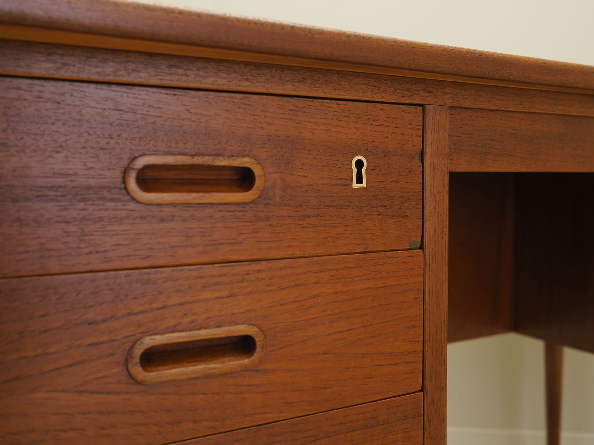 Desk, light brown teak, Denmark, 1960s. - 61532
