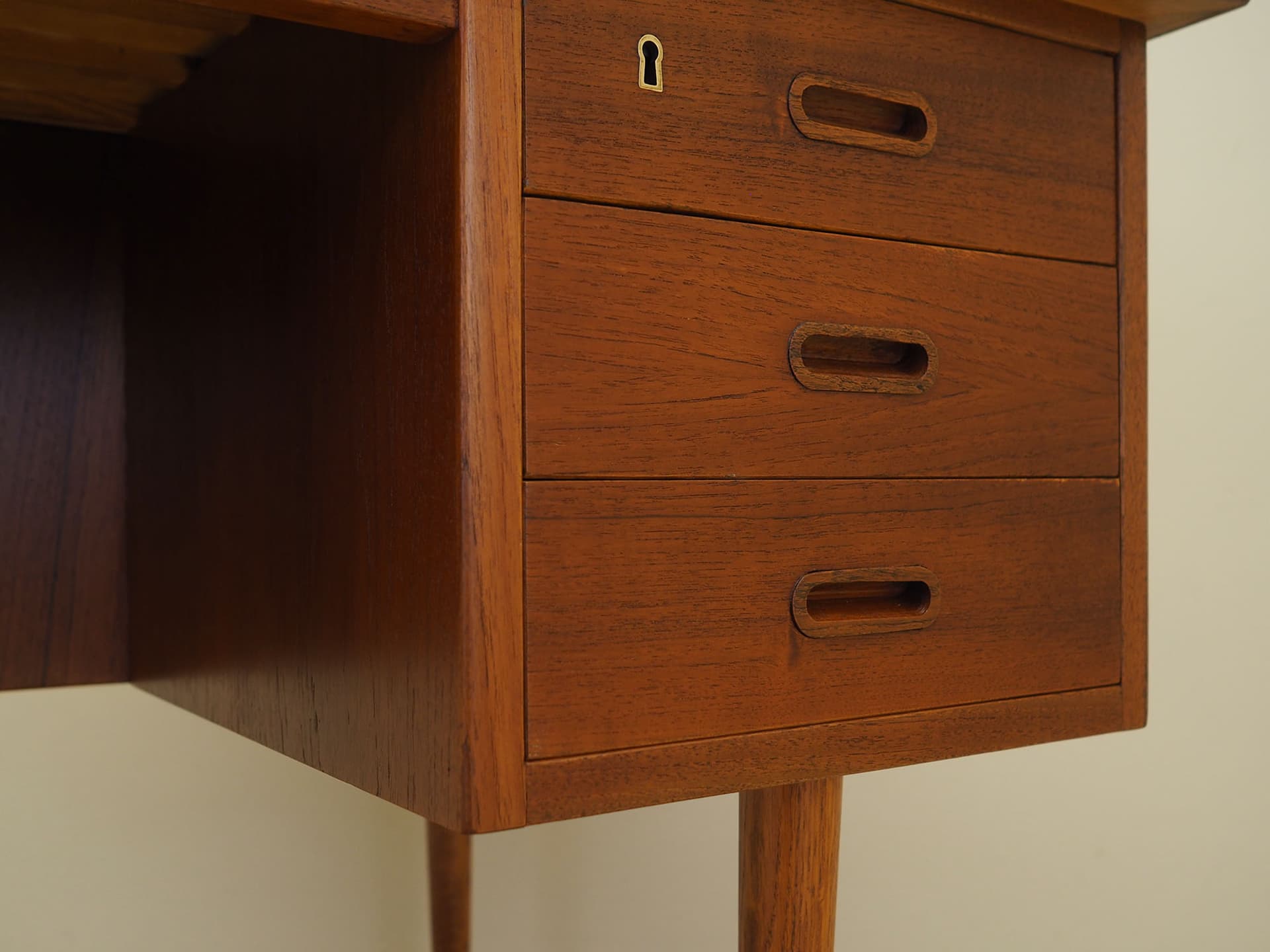 Desk, light brown teak, Denmark, 1960s. - 61534