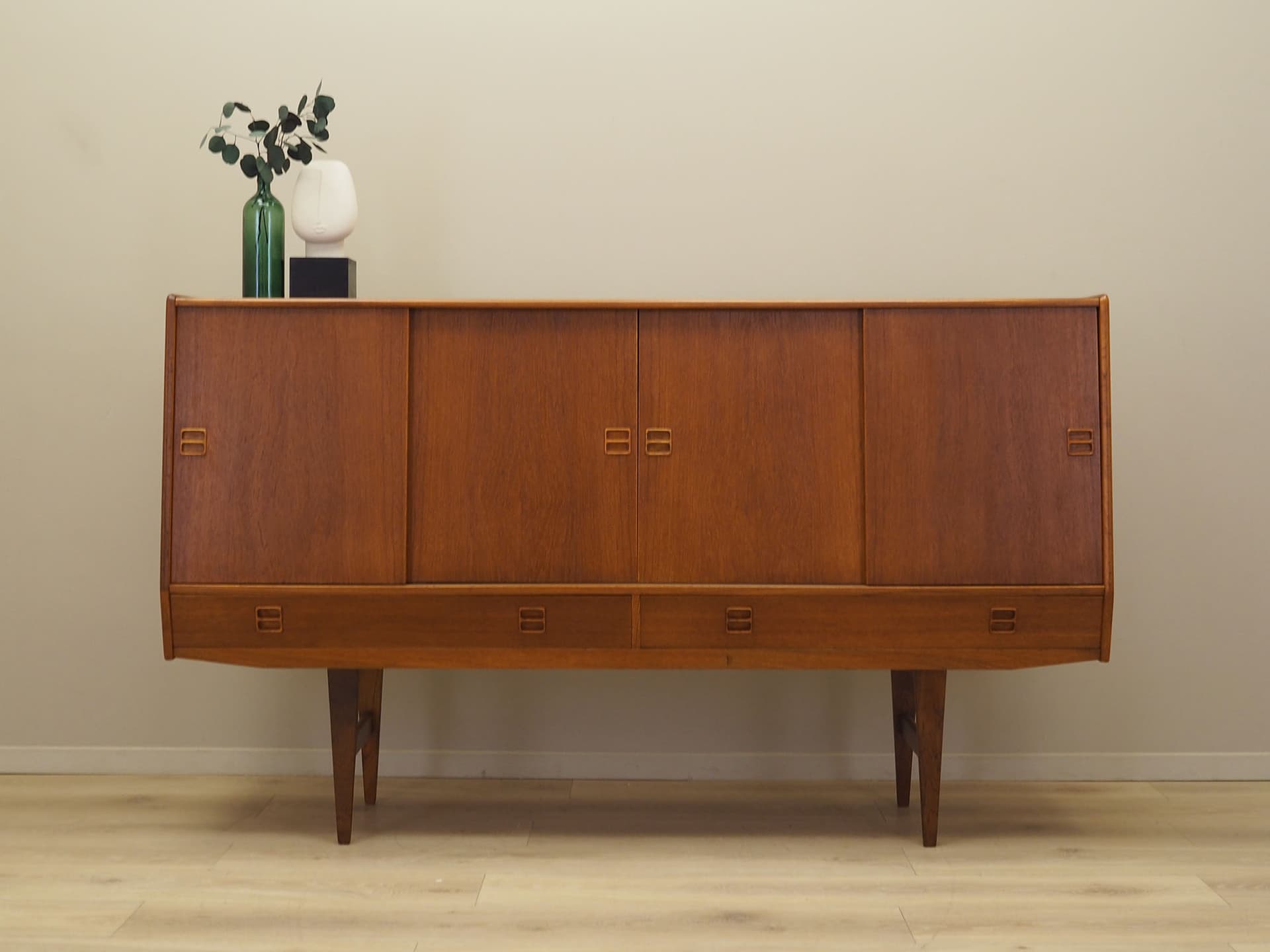 Highboard, light brown teak, Denmark, 1960s. - 61551