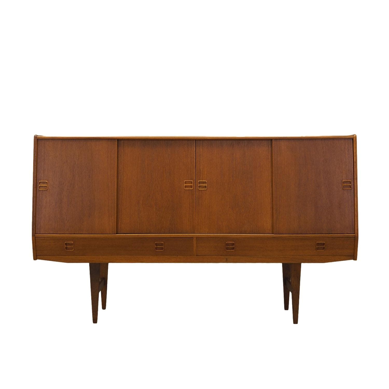 Highboard, light brown teak, Denmark, 1960s.
