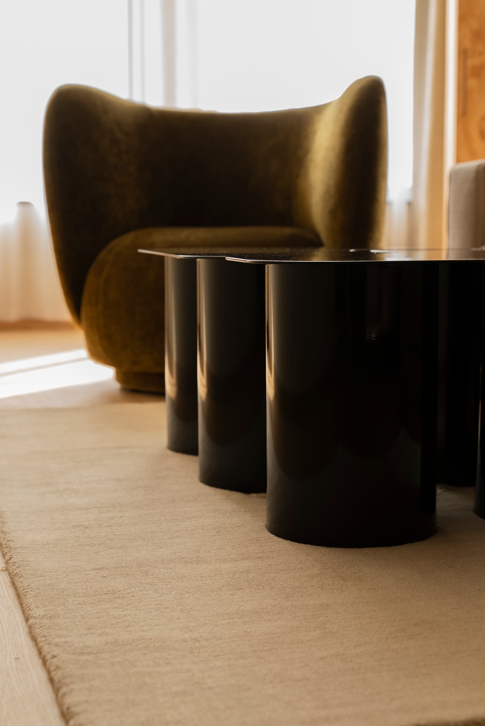 Object069 Coffee table 60x60x35 cm black gloss powder-coated steel, , - 61659