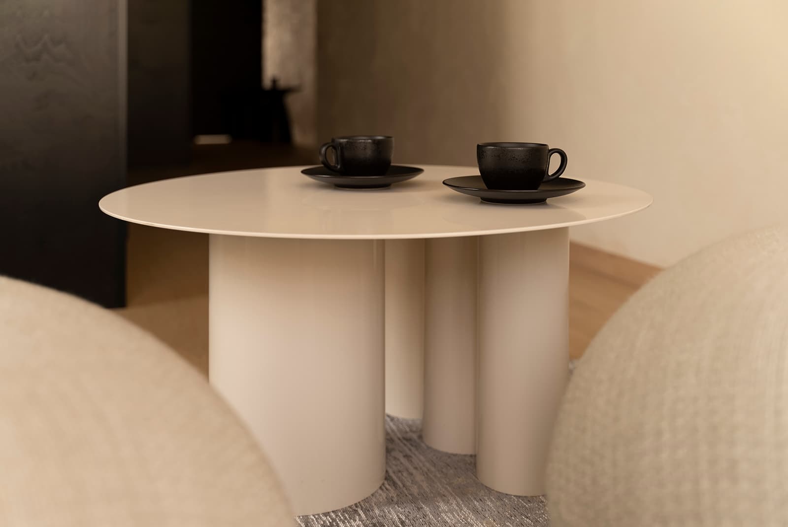 Coffee table Ø90x35 cm powder-coated steel ivory, Bauhaus inspired, NG Design - 62221