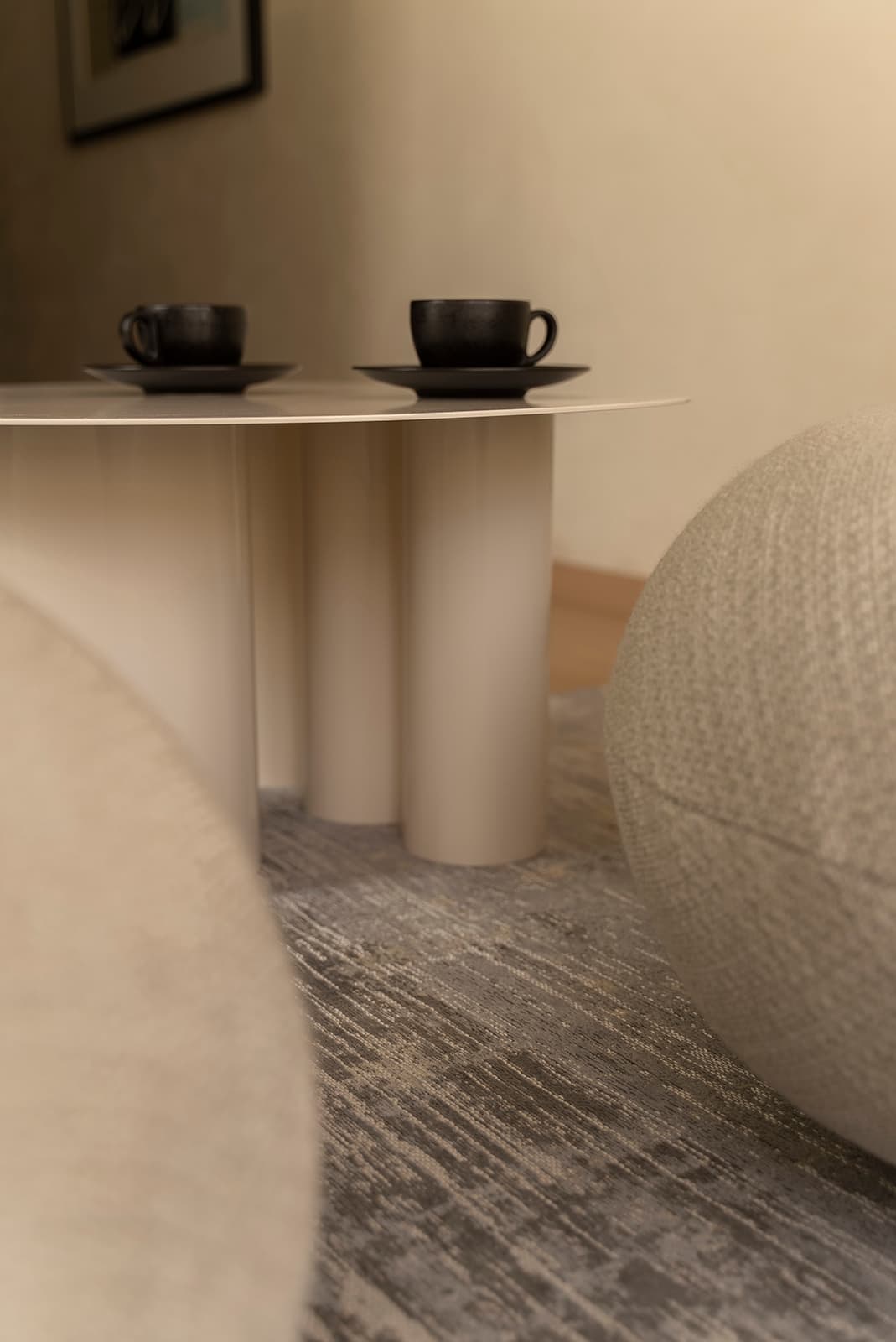 Coffee table Ø90x35 cm powder-coated steel ivory, Bauhaus inspired, NG Design - 62222