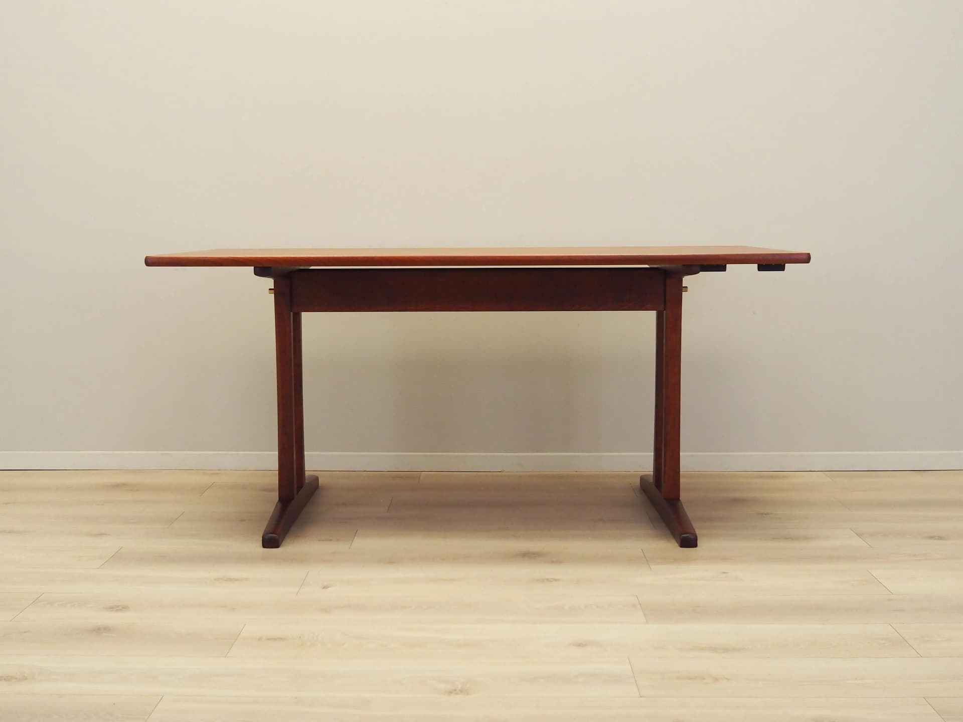 Dining table, light brown teak, by B. Mogensen, Denmark, 1960s.