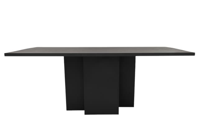 Dining table 180x100x76 cm solid oak wood, black steel, no designer, no brand - DIMENSION