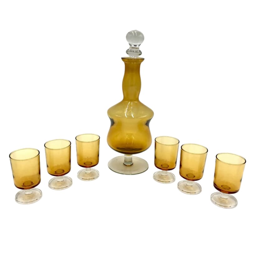 Karafka z 6 kieliszkami, Francja, lata 60.