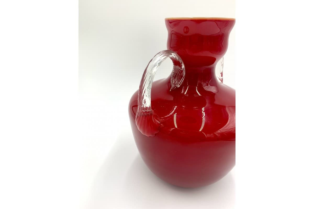 Duży czerwony szklany wazon Opalina Fiorentina Empoli, Włochy, lata 60. - 62664