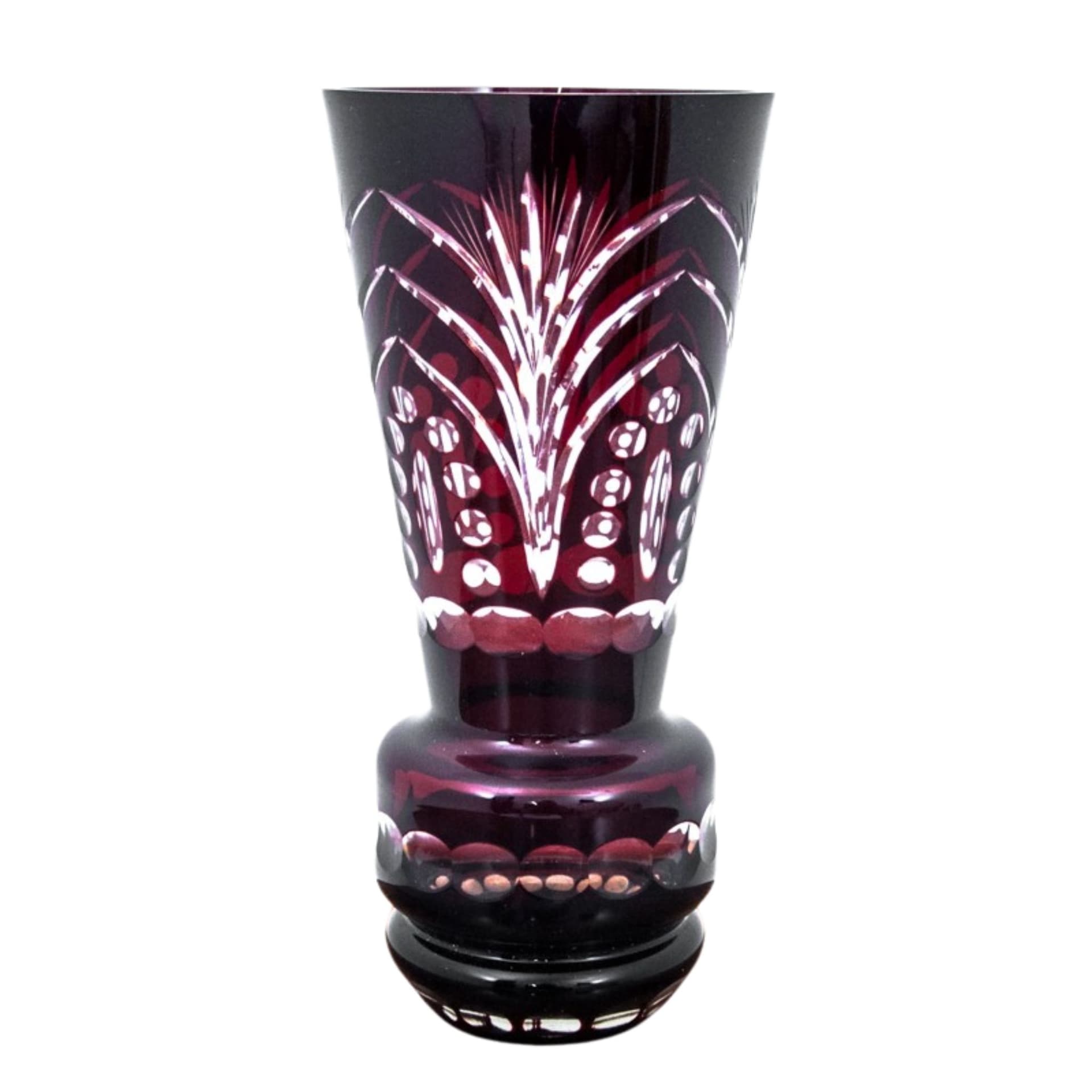 Bordowy kryształowy wazon, Polska, lata 70.