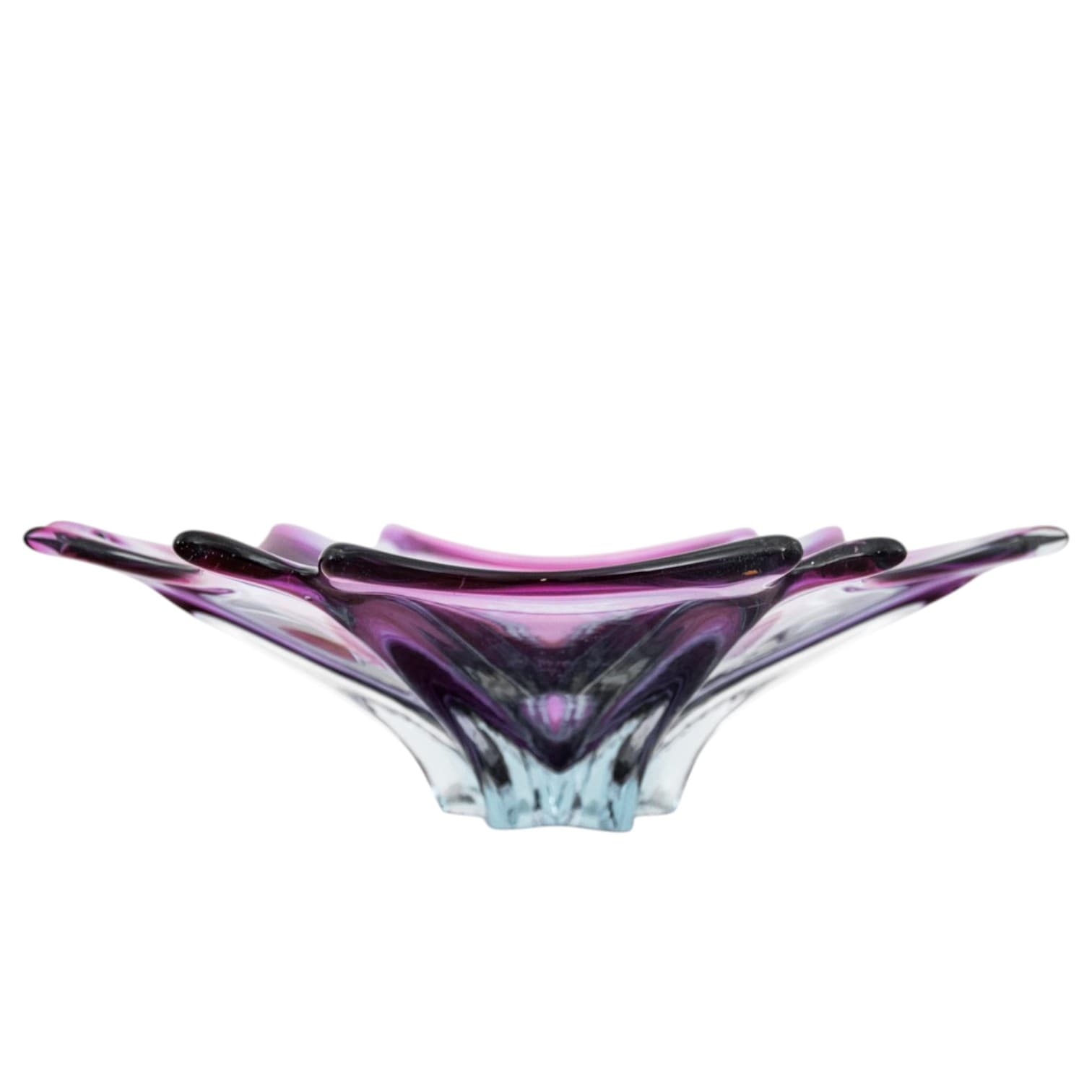 Szklana fioletowa patera, Czechy, lata 70.