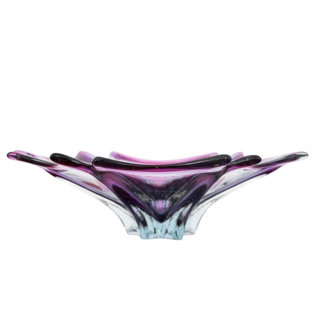 Szklana fioletowa patera, Czechy, lata 70. - WYMIARY
